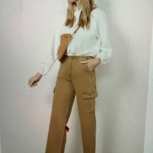 Kut from the Kloth Wide Leg Khaki Cargo Pant Size 0